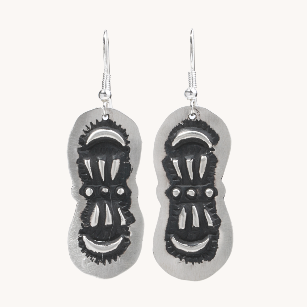 Navajo Silver Repousse Stamped Earrings