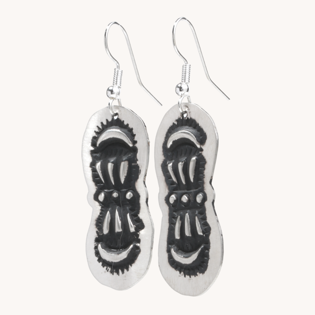 Navajo Silver Repousse Stamped Earrings