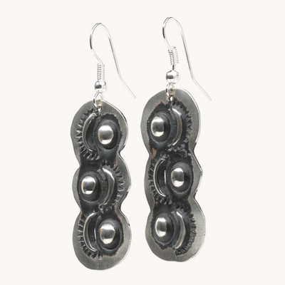 Silver Repousse Stamped Earrings
