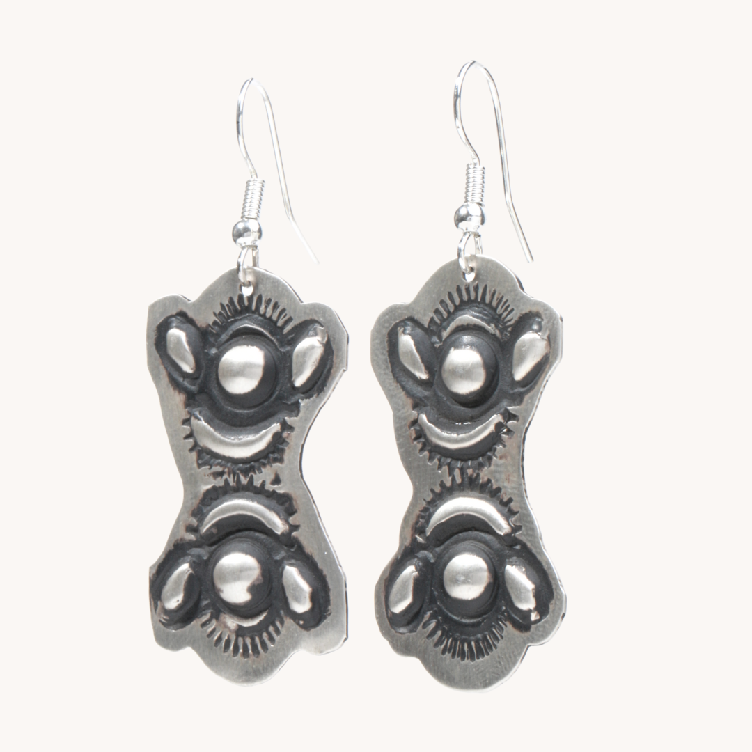 Navajo Silver Repousse Stamped Earrings