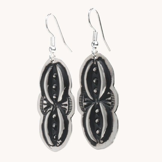 Navajo Silver Repousse Stamped Earrings