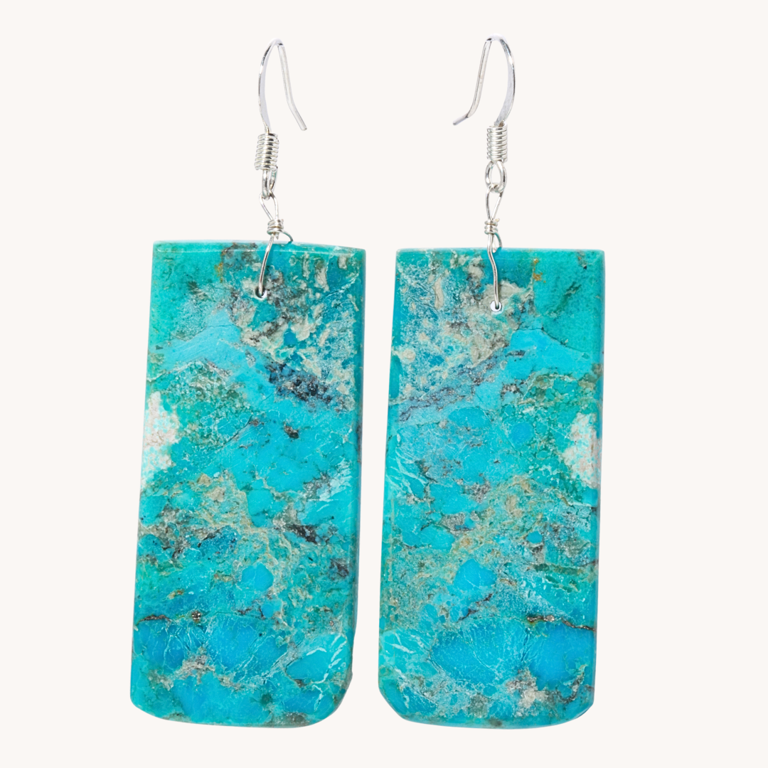 Quality Turquoise Slab Earrings