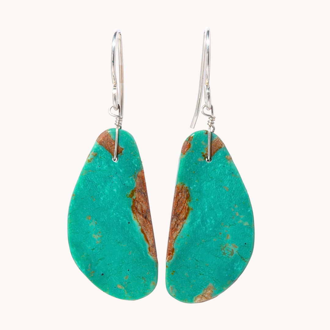 Green Turquoise Slab Earrings