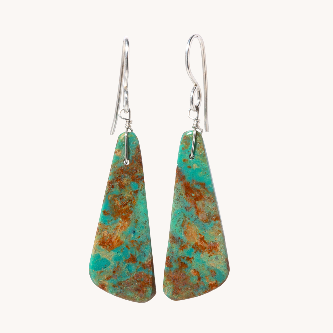 Green Turquoise Slab Earrings