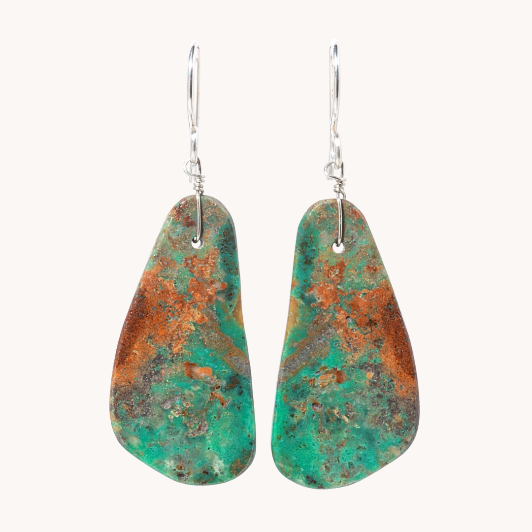 Green Turquoise Slab Earrings