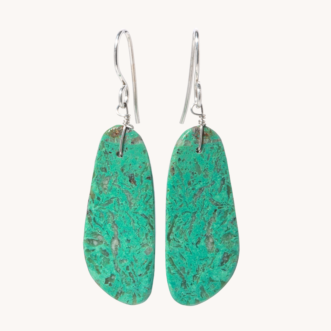 Green Turquoise Slab Earrings