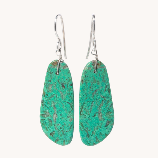 Green Turquoise Slab Earrings