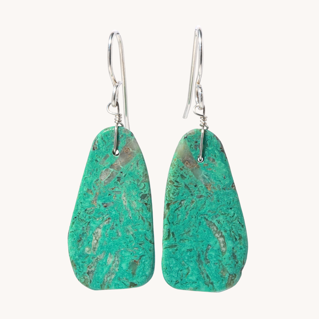 Green Turquoise Slab Earrings