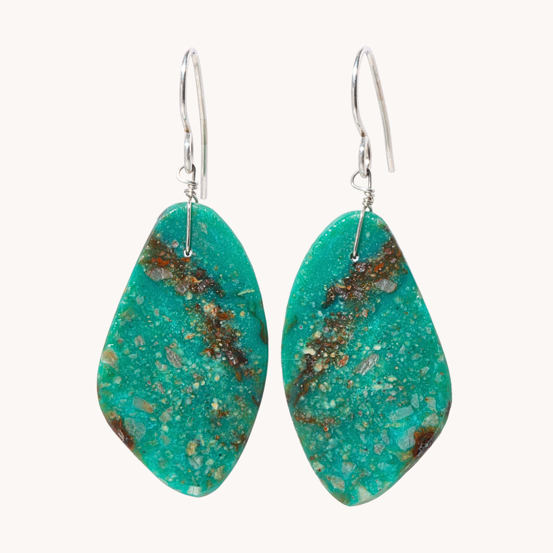 Green Turquoise Slab Earrings
