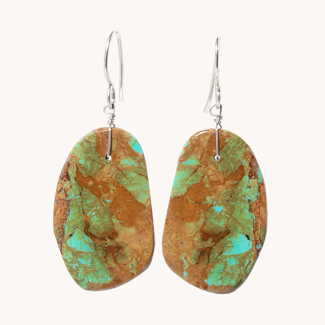 Green Turquoise Slab Earrings