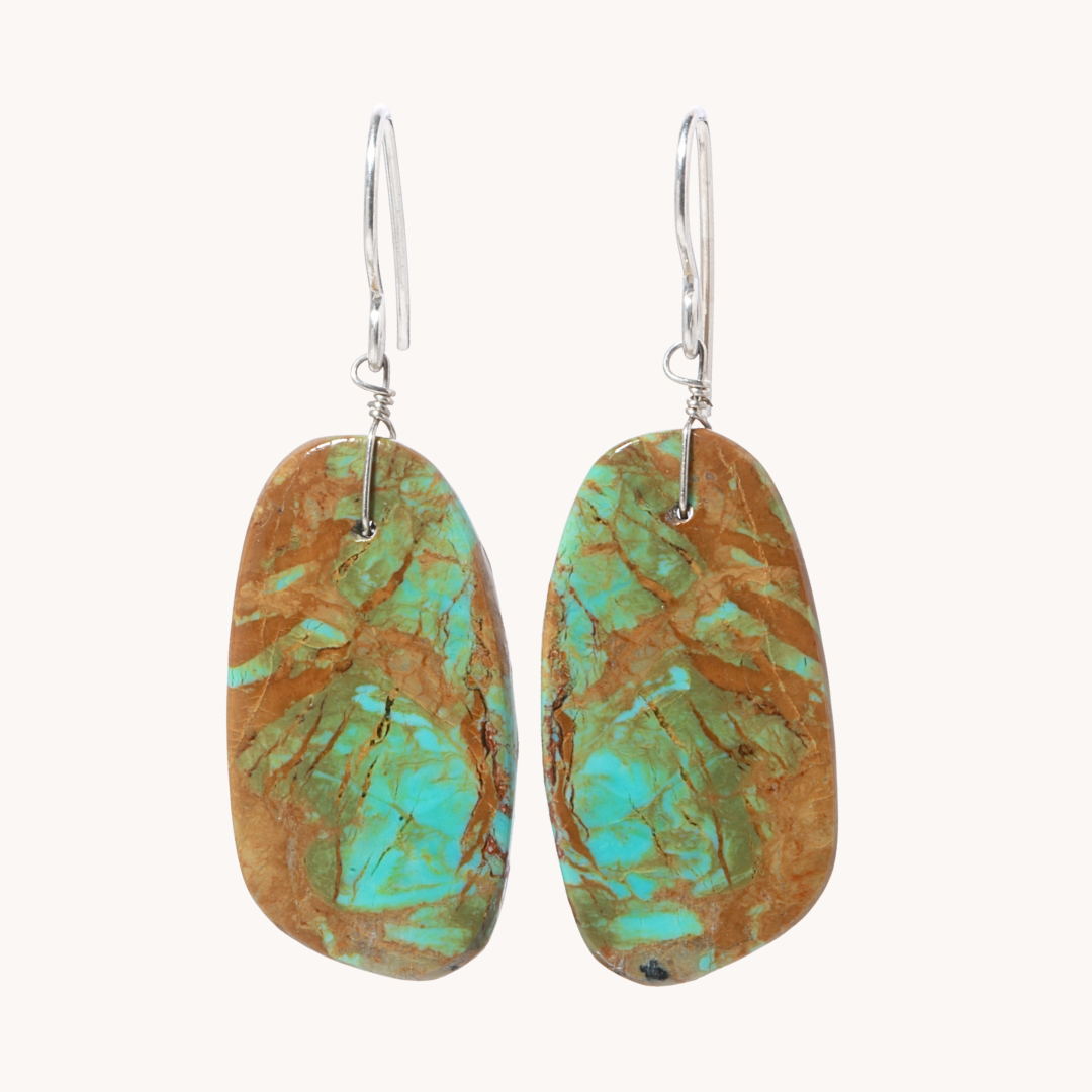 Green Turquoise Slab Earrings