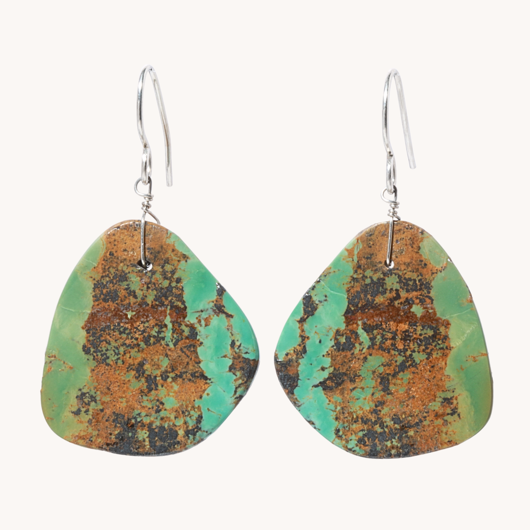 Green Turquoise Slab Earrings