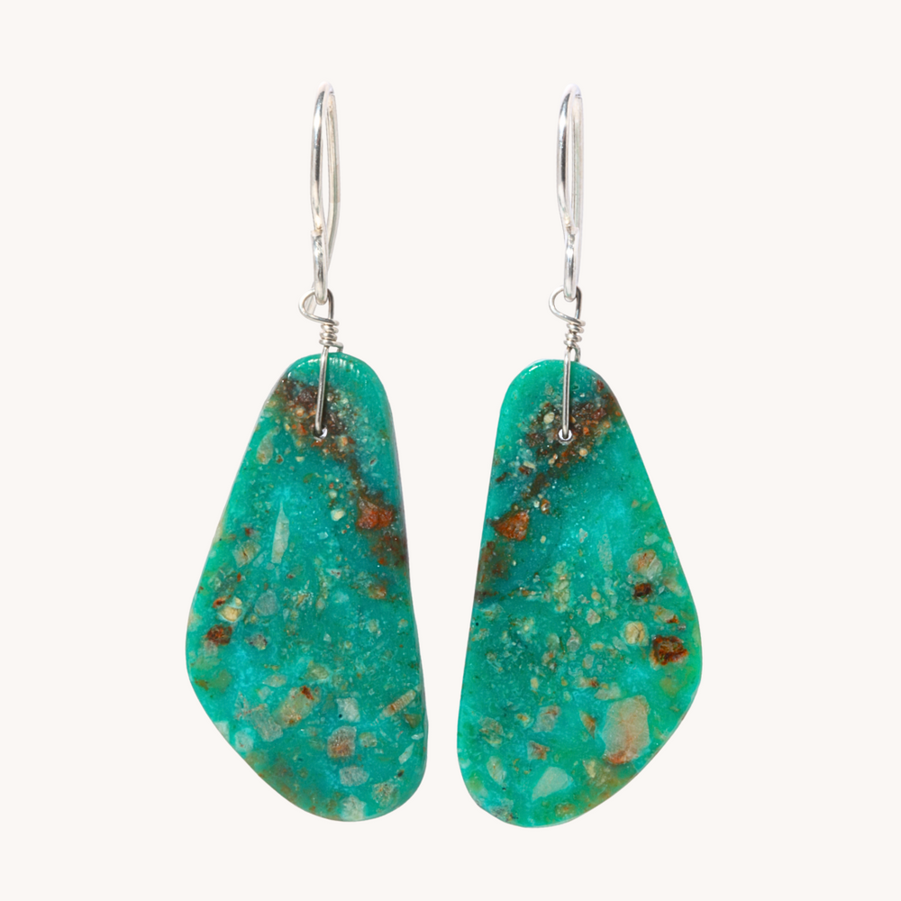 Green Turquoise Slab Earrings