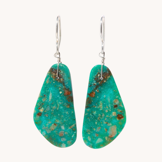 Green Turquoise Slab Earrings