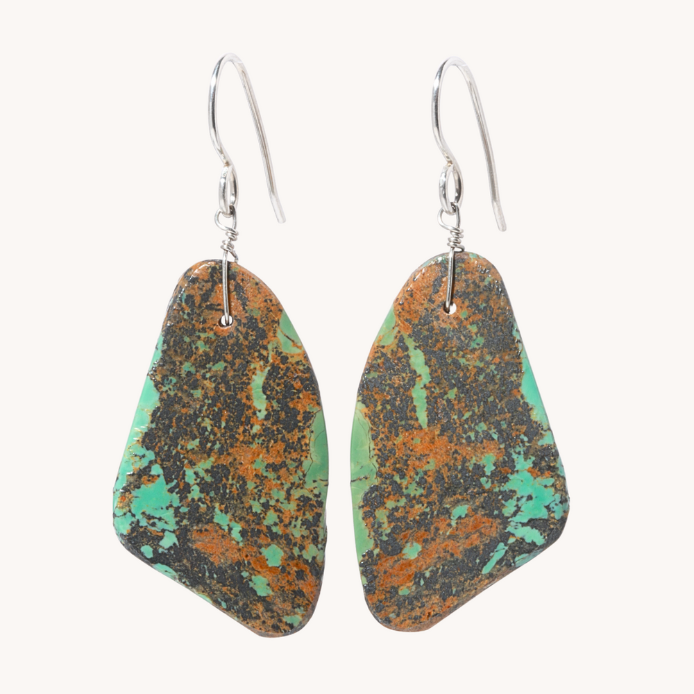 Green Turquoise Slab Earrings