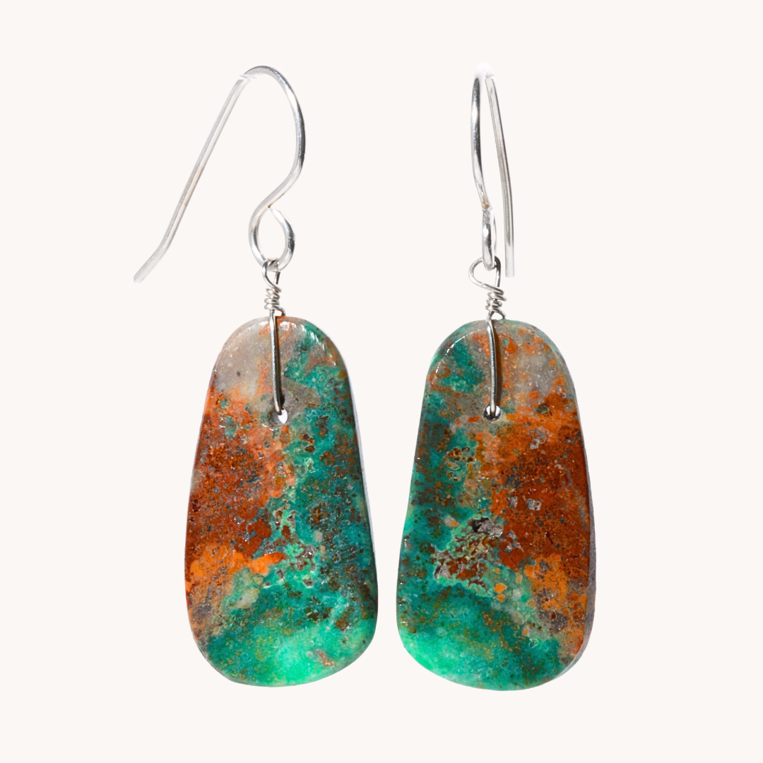 Green Turquoise Slab Earrings