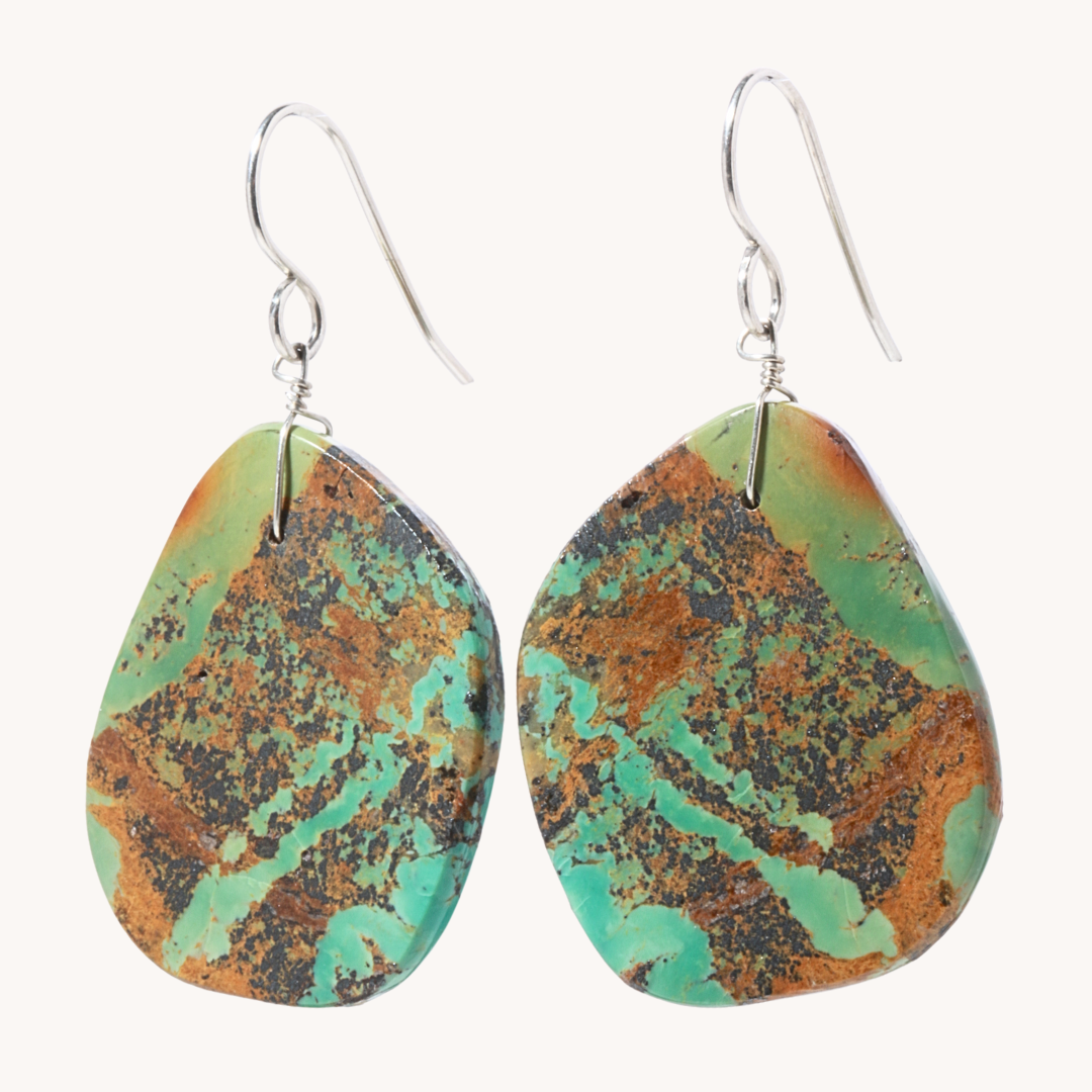 Green Turquoise Slab Earrings
