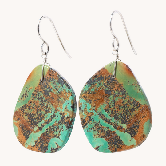 Green Turquoise Slab Earrings