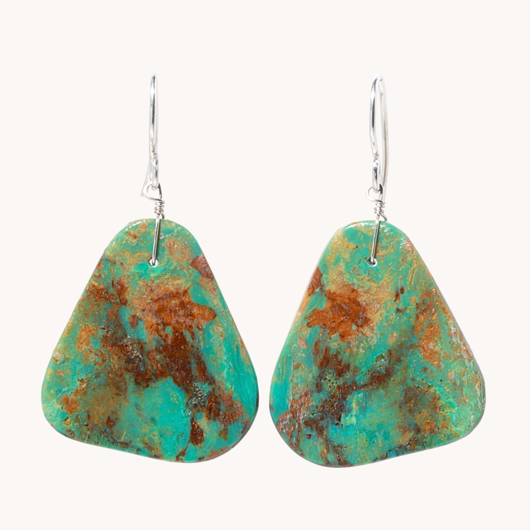 Green Turquoise Slab Earrings