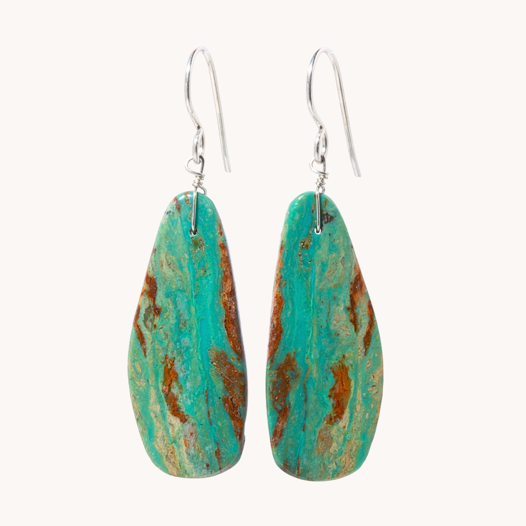 Green Turquoise Slab Earrings