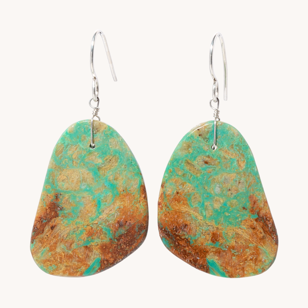 Green Turquoise Slab Earrings