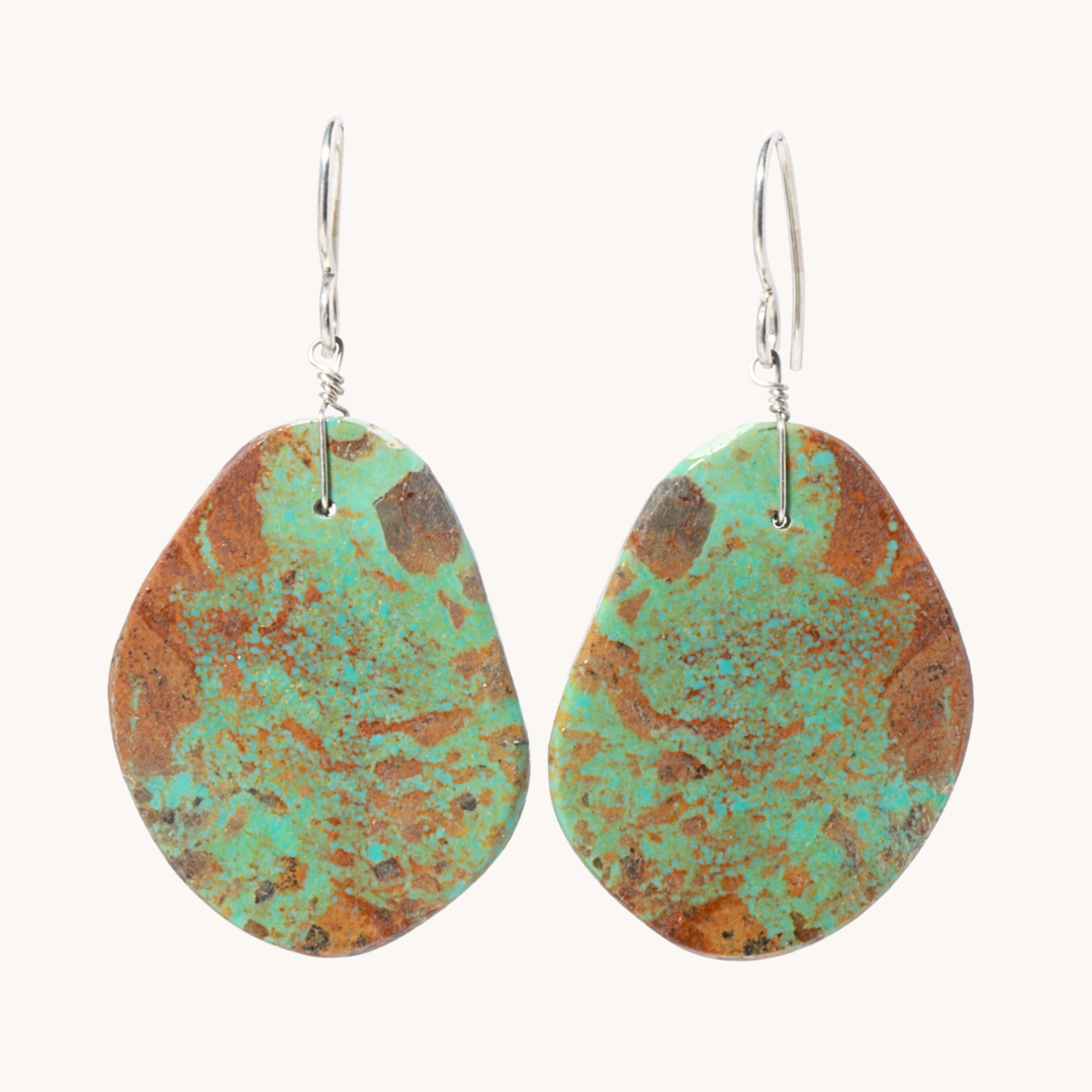 Green Turquoise Slab Earrings