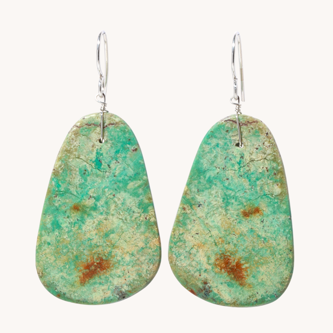 Green Turquoise Slab Earrings