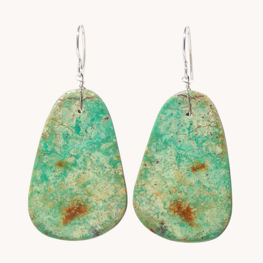 Green Turquoise Slab Earrings