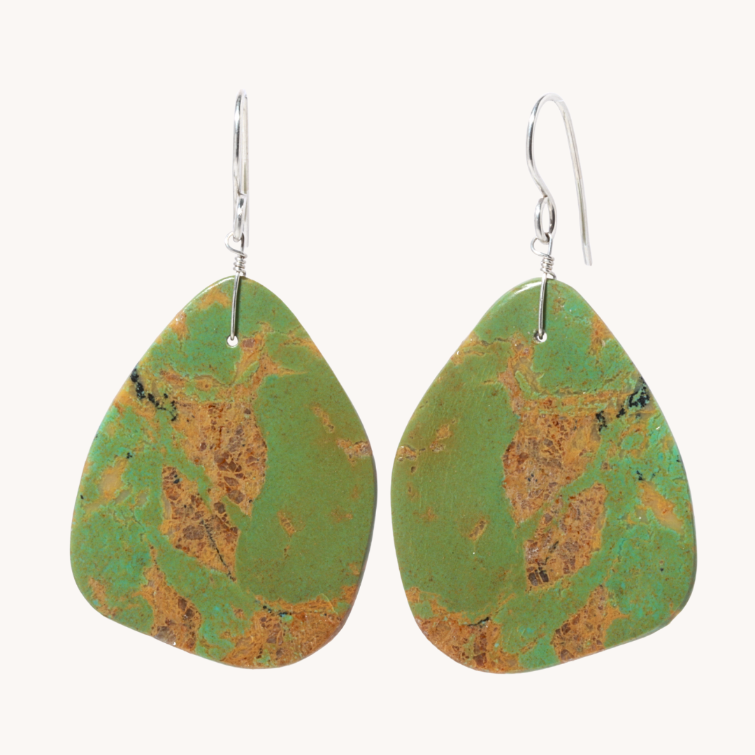 Green Turquoise Slab Earrings