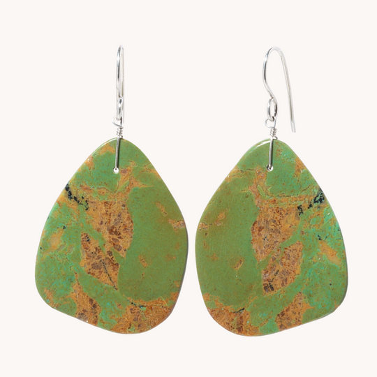 Green Turquoise Slab Earrings