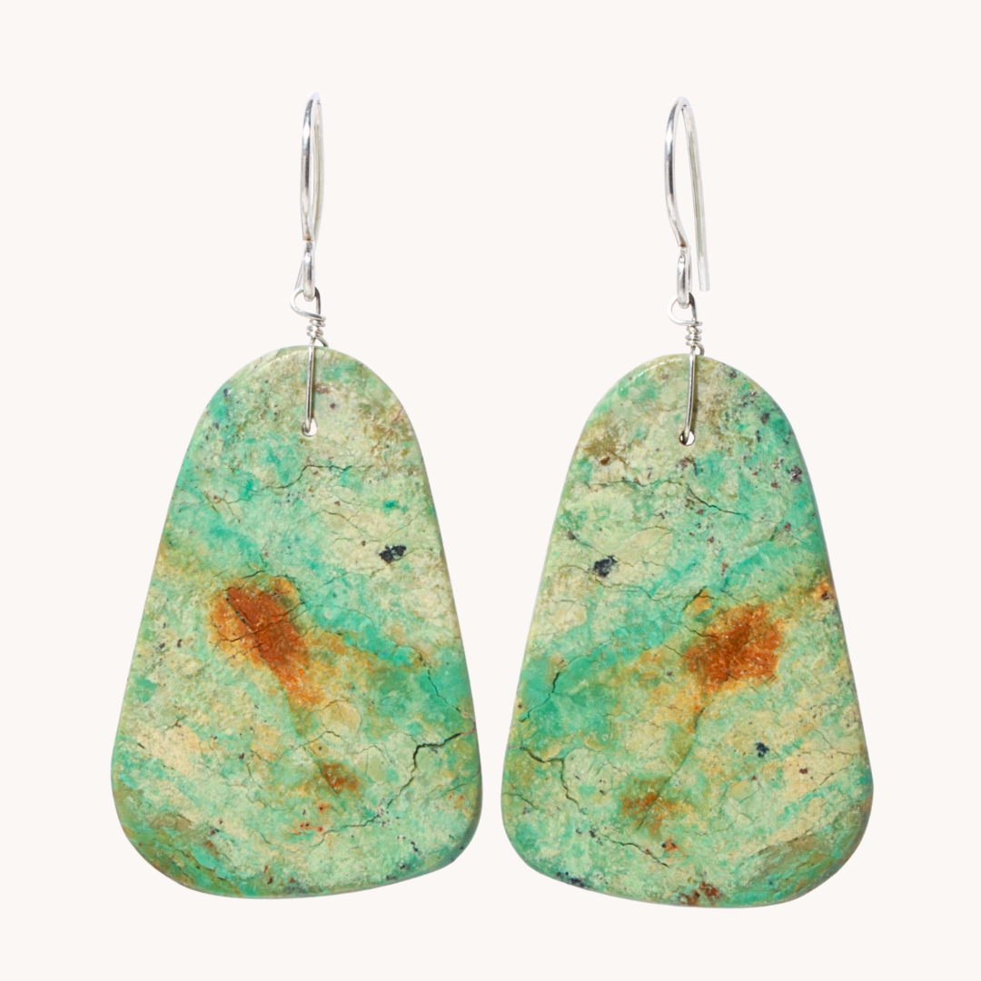 Green Turquoise Slab Earrings