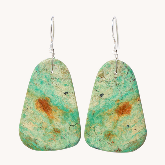 Green Turquoise Slab Earrings
