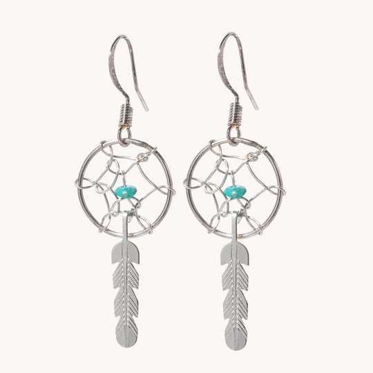 Dainty Turquoise Dreamcatcher Earrings