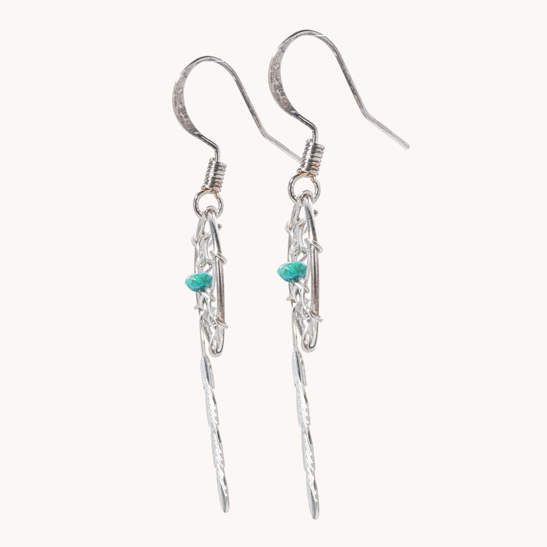 Dainty Turquoise Dreamcatcher Earrings