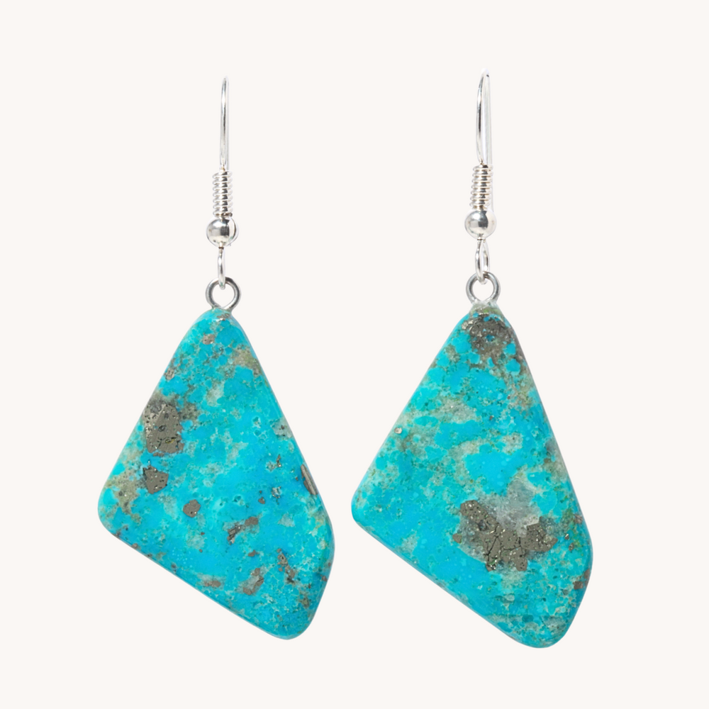 Blue Turquoise Slab Earrings
