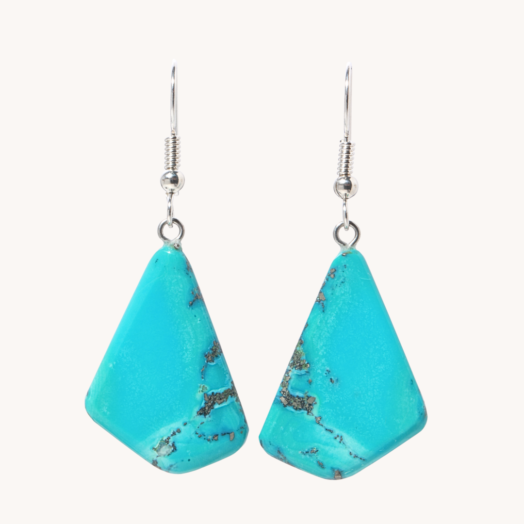 Blue Turquoise Slab Earrings
