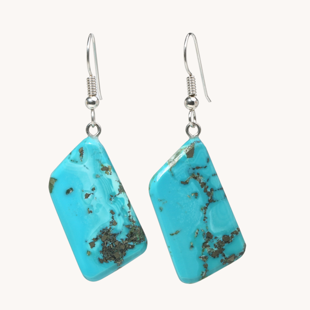 Blue Turquoise Slab Earrings