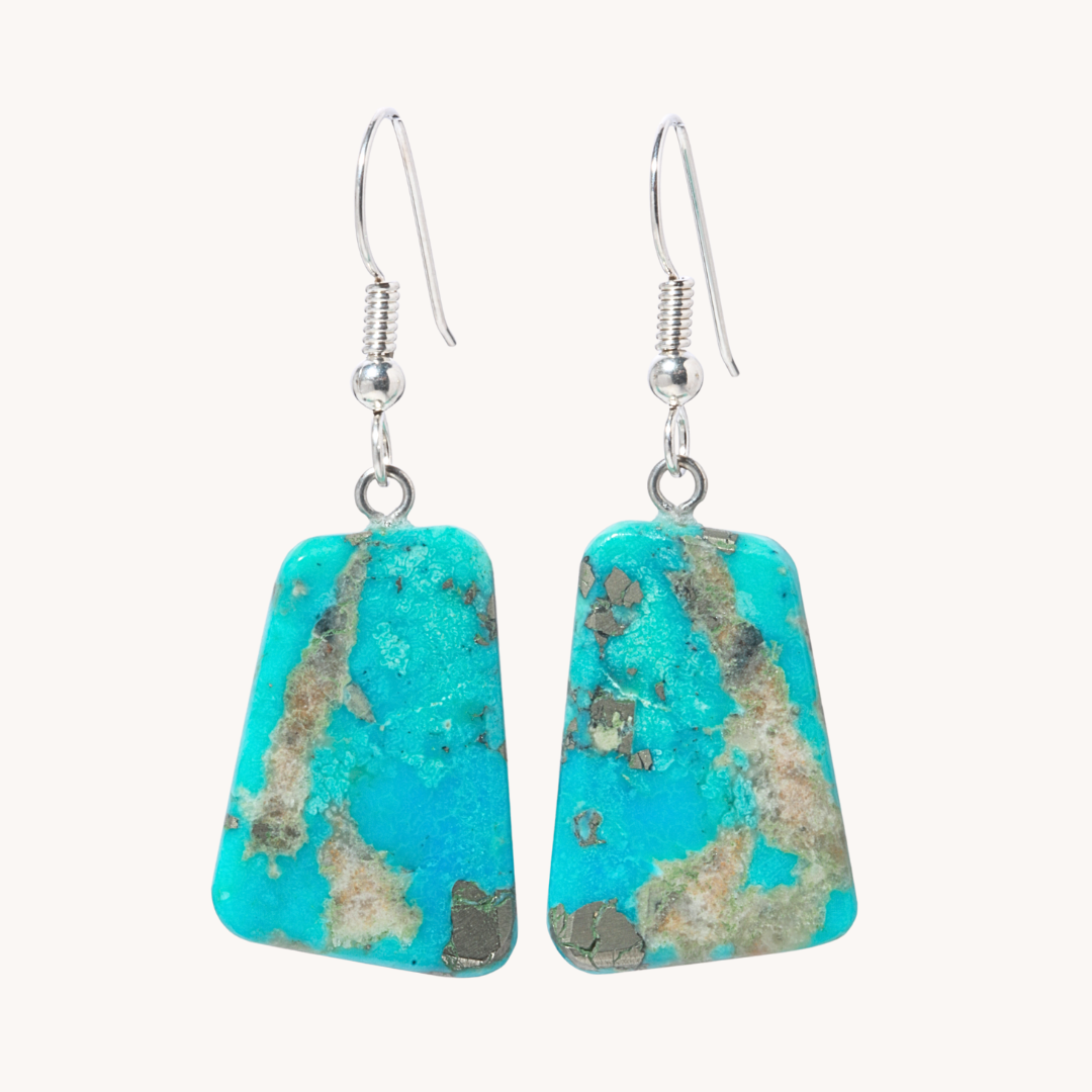 Blue Turquoise Slab Earrings