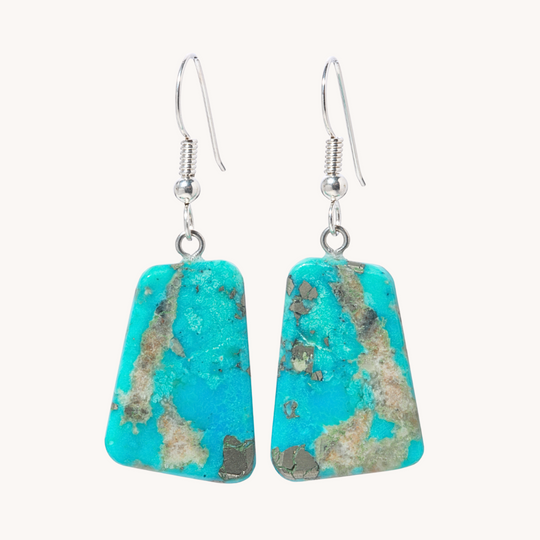 Blue Turquoise Slab Earrings