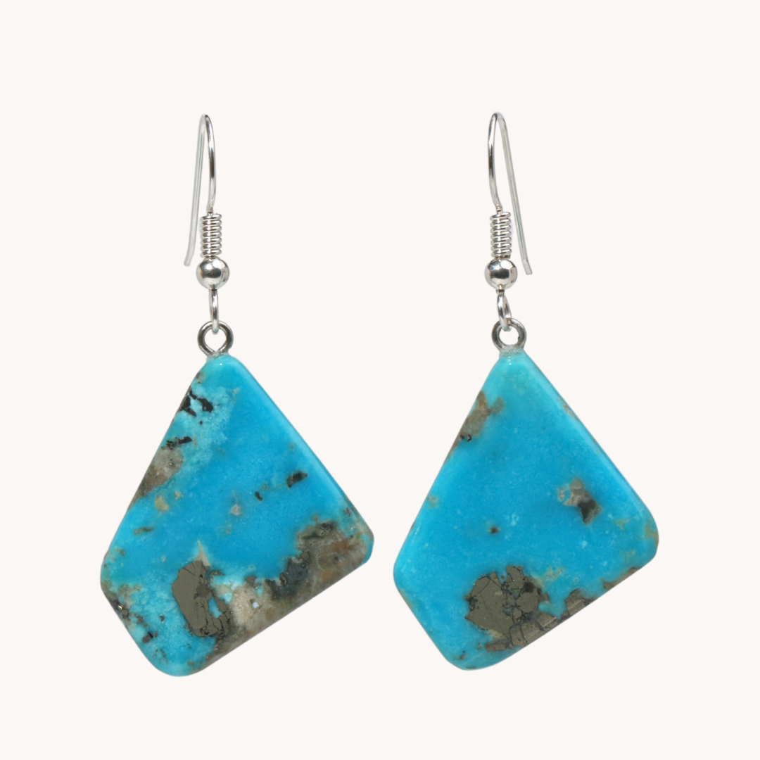 Blue Turquoise Slab Earrings