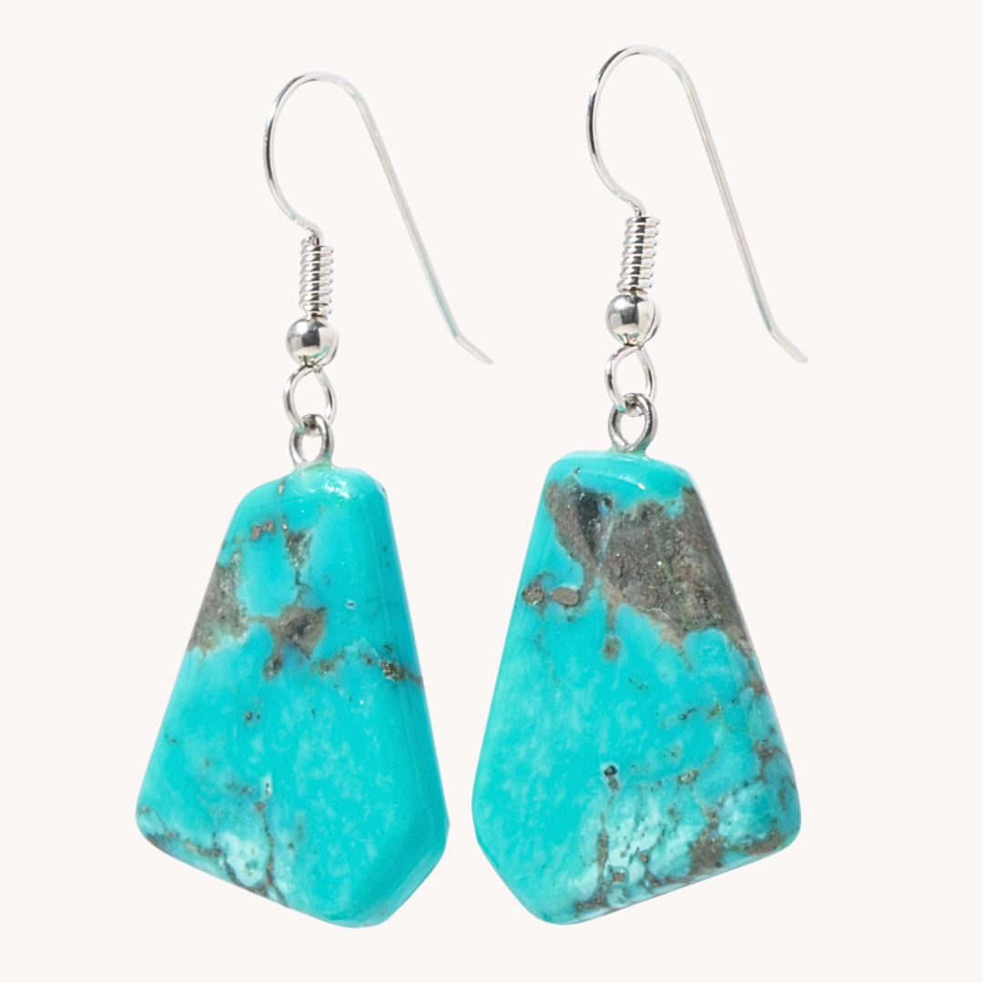 Blue Turquoise Slab Earrings