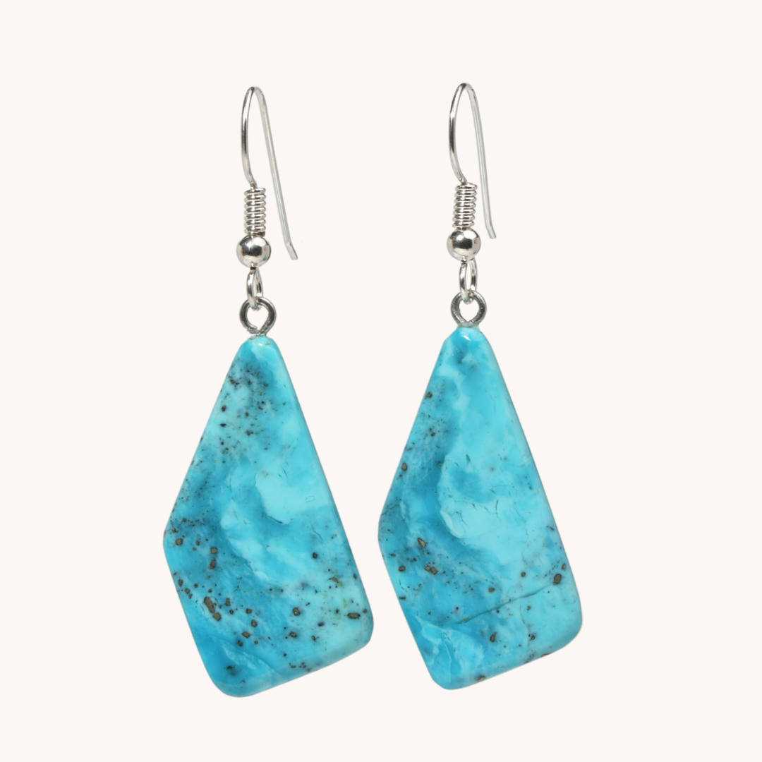 Blue Turquoise Slab Earrings
