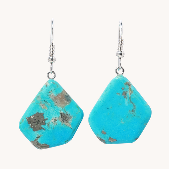 Blue Turquoise Slab Earrings
