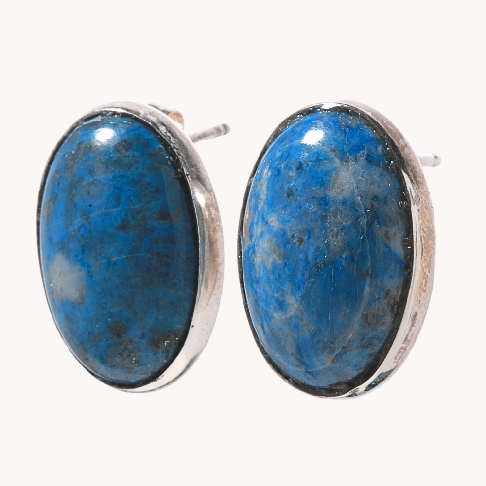 Denim Lapis Stud Earrings