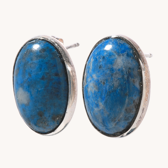 Denim Lapis Stud Earrings