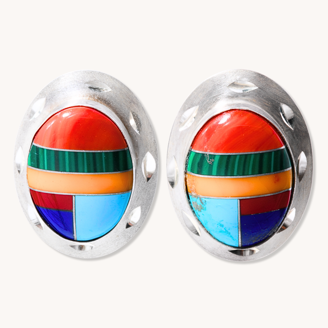 Multi-Stone Channel Inlay Earrings