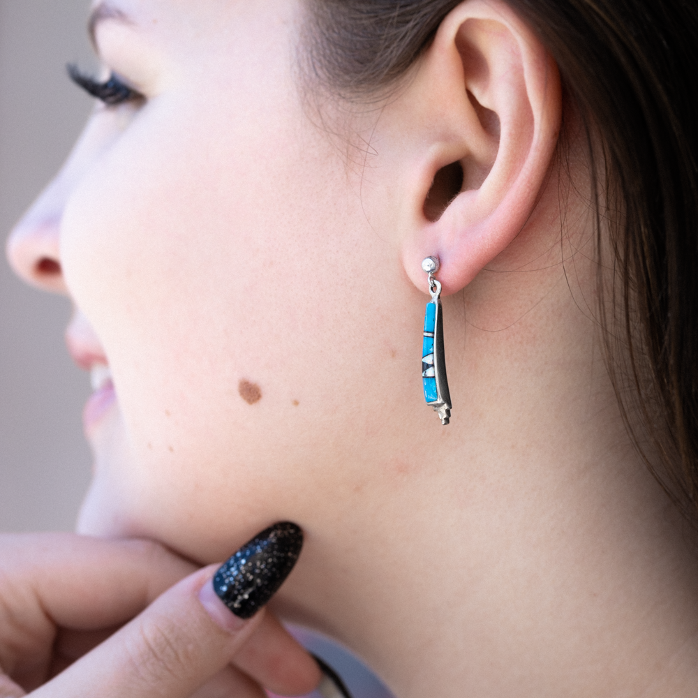 Turquoise Inlay Drop Earrings