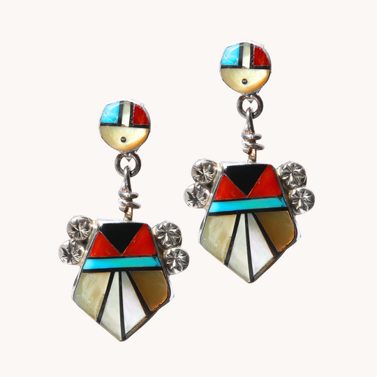 Zuni Sunface Drop Earrings