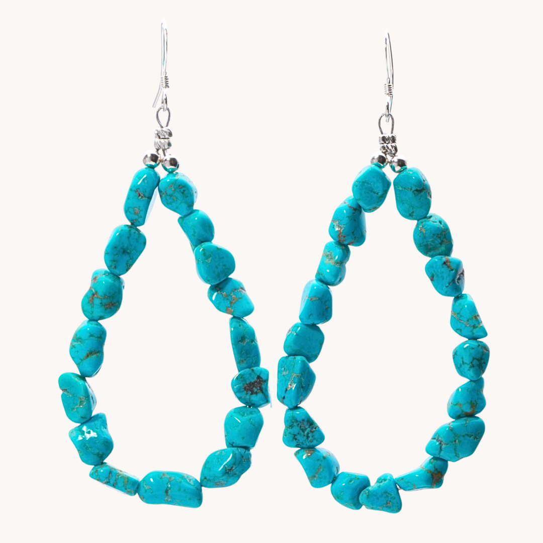 Turquoise Nugget Bead Dangle Earrings