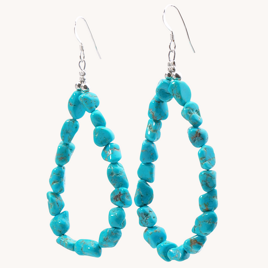Turquoise Nugget Bead Dangle Earrings